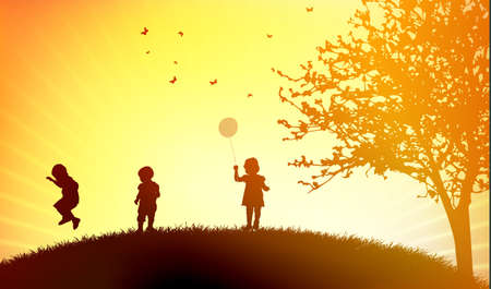 Children playing togetherのイラスト素材