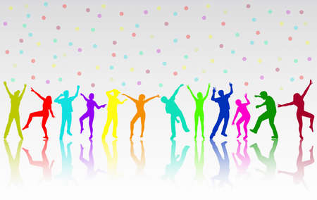 dancing people silhouettesのイラスト素材