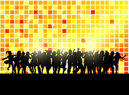 dancing children with backgroundのイラスト素材