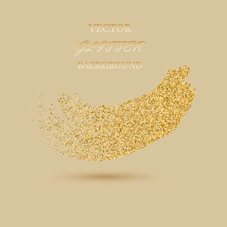 Vector gold glitter wave abstract background, golden sparkles on beige background.のイラスト素材