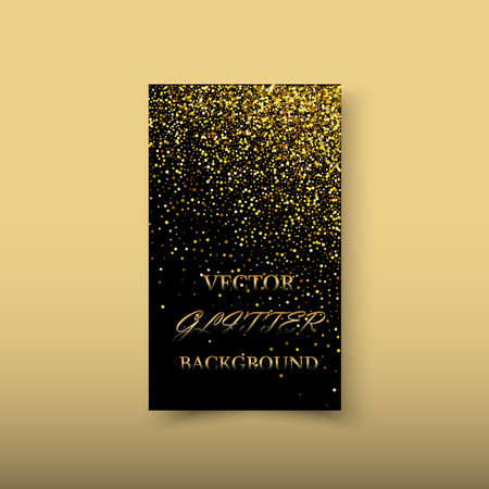 Vector Abstract shiny color gold wave design element with glitter effect on dark background. Gold glitter background.のイラスト素材