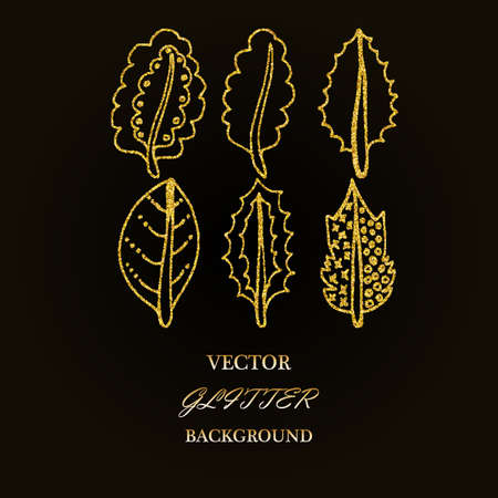 Gold Glitter floral elements. Good for wedding invitation, background, brochure or wrapping paper design.のイラスト素材