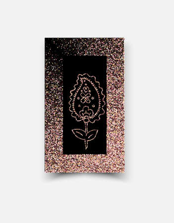 Rose gold botanical card. Floral wedding invitation design. Geometric frame. Brochure, cover template.のイラスト素材