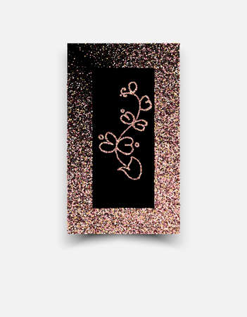 Rose gold botanical card. Floral wedding invitation design. Geometric frame. Brochure, cover template.のイラスト素材