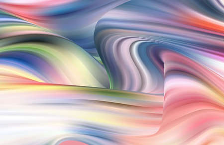 Creative background with abstract acrylic painted waves. Beautiful marble texture. Blue, orange and green colors.のイラスト素材