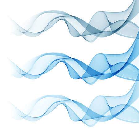 Abstract smooth color wave vector set on transparent background. Curve flow blue smoke motion illustrationのイラスト素材