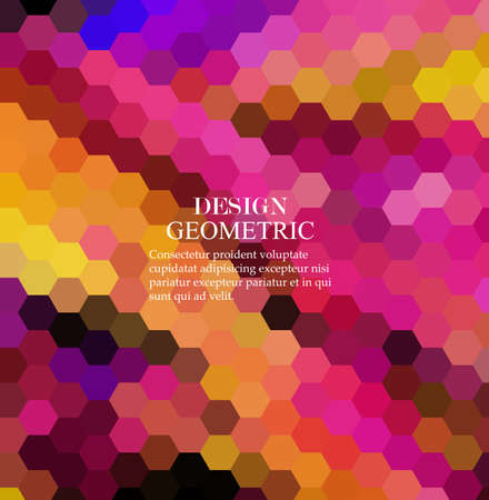 Vector Abstract geometric background. Blue, yellow and pink hexagon shapeのイラスト素材