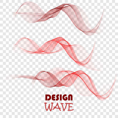 Set of abstract color smoke waves transparent red and brown wavy design.のイラスト素材