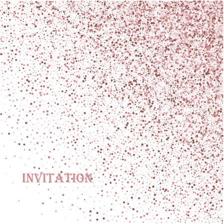 Pink golden glitter made of hearts. Scatter top gradient on white valentine background.のイラスト素材