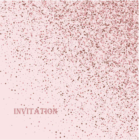 Pink golden glitter made of hearts. Scatter top gradient on white valentine background.のイラスト素材