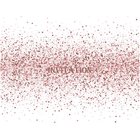 Pink golden glitter made of hearts. Scatter top gradient on white valentine background.のイラスト素材