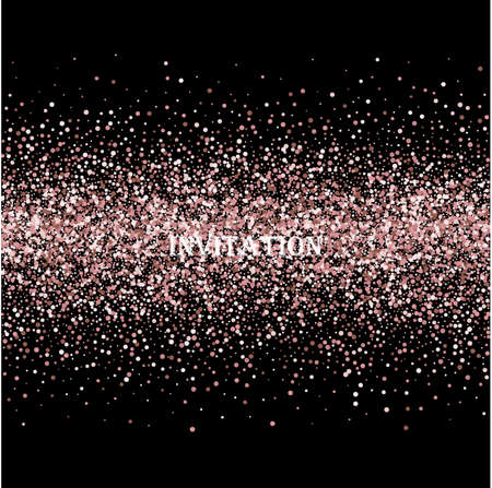 Pink gold glitter. Scatter bottom gradient with pink gold glitter on black background.のイラスト素材