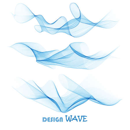 Abstract Blue Wave Set on Transparent Background. Vector Illustration.のイラスト素材