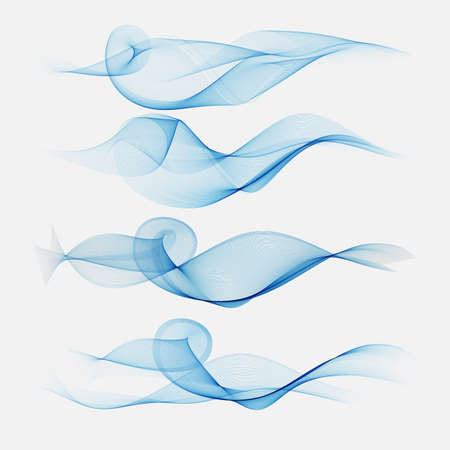 Set abstract color smoke wave. Transparent smooth Vector lines.のイラスト素材