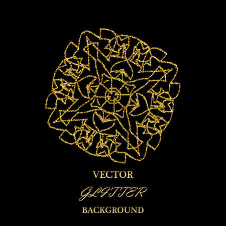 Merry Christmas and Happy New Year background. Golden glitter snowflake on black background. Festive banner. Elegant Greeting card. Vector illustrationのイラスト素材