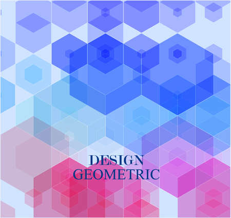 Vector abstract geometric background. Blue and pink hexagon shapeのイラスト素材