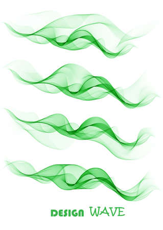 set abstract color wave transparent green vector curve flow motion illustration smoke design linesのイラスト素材