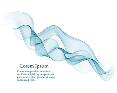 Abstract vector background, transparent waved lines for brochure, website design. Blue smoke wave.のイラスト素材