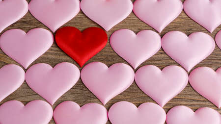 Heart pattern, A lot of hearts. Hearts on the wooden backgroundの写真素材