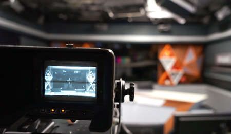 Broadcast video camera camcorder back in the studio TV showの写真素材