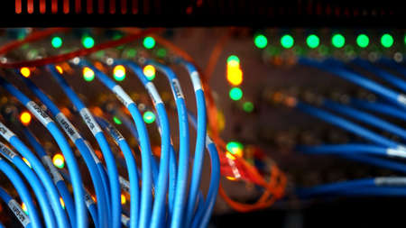 Telecommunication Equipment, Main Distribution Frame with Cables line, Closeup