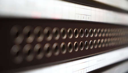 Telecommunication Equipment, Main Distribution Frame with Cables line, Closeup