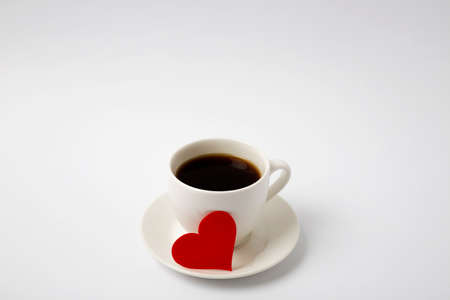 coffee cup with heart on white texure. love. valentines dayの写真素材