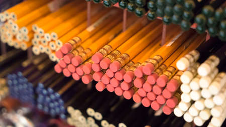 Lots of yellow pencils, stationery, a stationery store.の写真素材