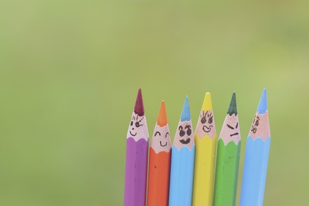 Colorful pencils on nature  backgroundの素材