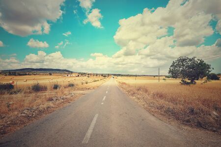 Country road and dry landscape in summerの素材