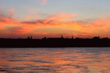 Sunset sky in the city, Bordeaux, France