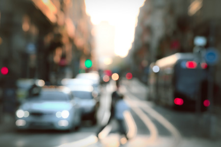 Abstract blurred image of a city street scene in Bordeaux, France, vintage styleの写真素材