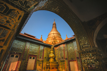 Golden Su Taung Pyai Pagoda at Mandalay hill. Buddhist Temples in Myanmarの写真素材
