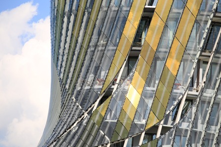 Closeup of La Cite du Vin or  wine museum in Bordeaux