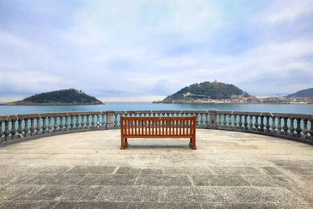 Promenade at the La Concha beach in San Sebastian Donostia. Basque country Spainの写真素材