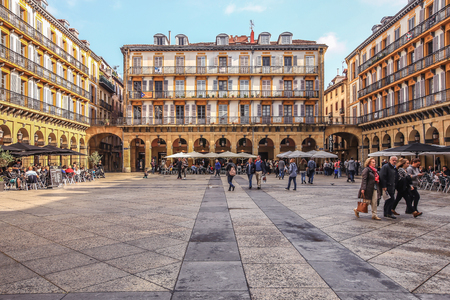 SPAIN SAN-SEBASTIAN - OCTOBER 27, 2017 : Constitution Square and the former town hall. The main square of the cultural capital of Europeのeditorial素材