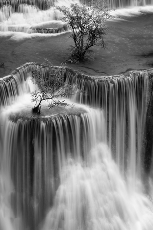 Closeup waterfall in Black and white