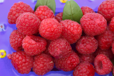 Closeup of fresh raspberriesの写真素材