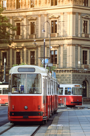 Electric public tram in downtown Vienna, Austriaのeditorial素材