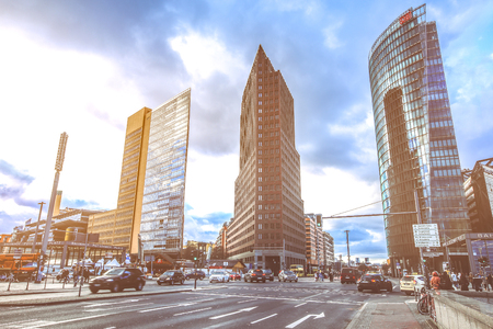 BERLIN GERMANY - JANUARY 1 2018:  Potsdamer Platz is the new modern city center and financial district of Berlin Germanyのeditorial素材