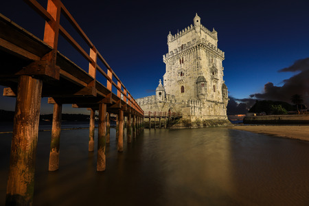 Lisbon, Belem Tower - Tagus River, Portugalのeditorial素材