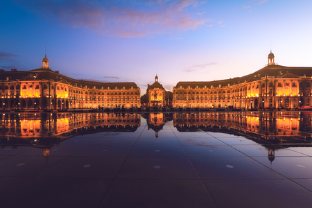 Reflection of Place De La Bourse in Bordeaux, France.の写真素材