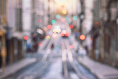 Travel blurred backgrounds : blurred image of Street in the old district of the city, Lisbonの写真素材