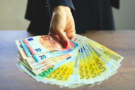 Euro money in business woman hand. Business Conceptの写真素材