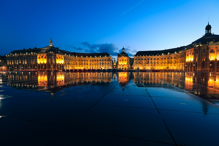 Reflection of Place De La Bourse in Bordeaux, France. A Unesco World Heritageのeditorial素材