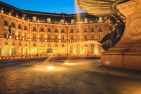 Bordeaux, France - May 19, 2019 : Fountain of the three graces, Bourse square, Bordeaux, Gironde, Aquitaine, Franceのeditorial素材