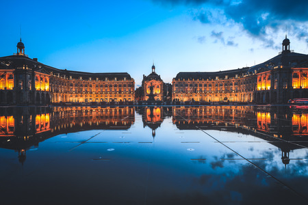 Reflection of Place De La Bourse in Bordeaux, France. A Unesco World Heritageのeditorial素材