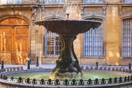 Famous old fountain in aix en provence Franceの写真素材
