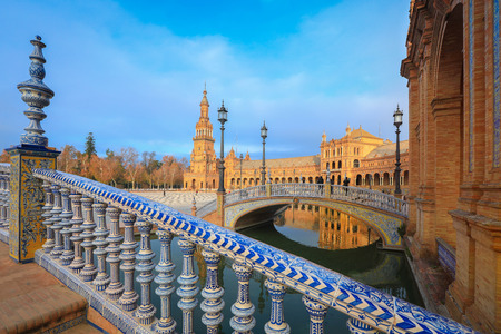 Spain Square or Plaza de Espana in Seville during the day time Andalusia, Spainのeditorial素材