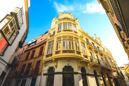 historic buildings in the Santa Cruz district of Seville, Spainの写真素材